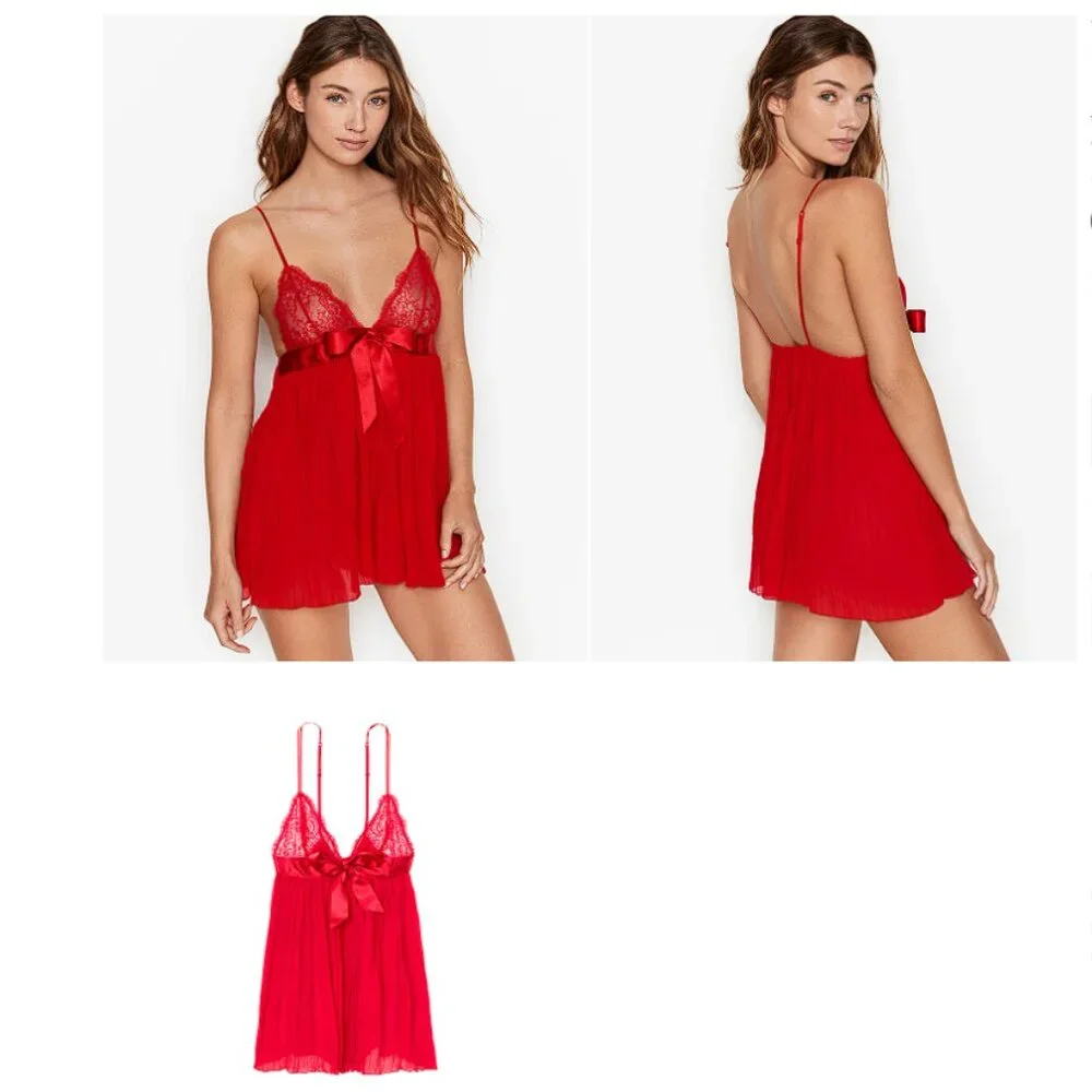 VIctoria's Sectet VERY SEXY Pleated Babydoll Set Red XXL Size 20 NWT Romantic - Picture 1 of 7